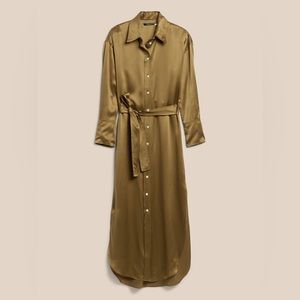 Banana Republic Silk Shirtdress in Cargo Green